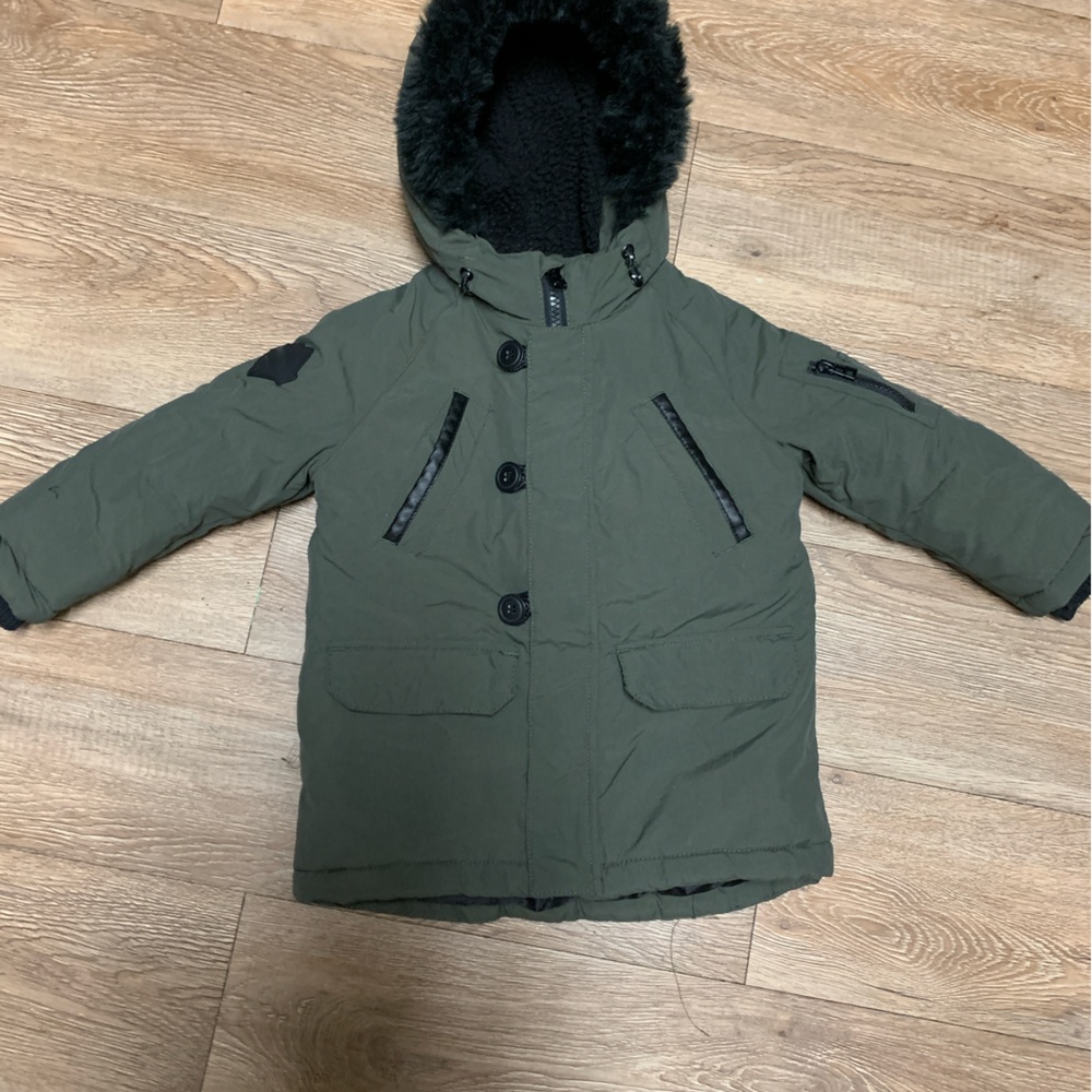 3-4 army green jacket hooded
